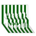 Vertical Stripes - White and Dark Green Miss You 3D Greeting Card (7x5)