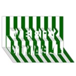 Vertical Stripes - White and Dark Green Merry Xmas 3D Greeting Card (8x4)