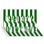 Vertical Stripes - White and Dark Green Happy New Year 3D Greeting Card (8x4)