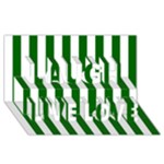Vertical Stripes - White and Dark Green Laugh Live Love 3D Greeting Card (8x4)