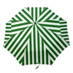 Vertical Stripes - White and Dark Green Folding Umbrella
