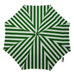 Vertical Stripes - White and Dark Green Hook Handle Umbrella (Small)