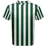 Vertical Stripes - White and Forest Green Men s Cotton Tee