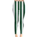 Vertical Stripes - White and Forest Green Women s Leggings