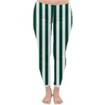 Vertical Stripes - White and Forest Green Winter Leggings