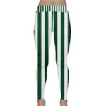 Vertical Stripes - White and Forest Green Yoga Leggings