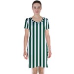 Vertical Stripes - White and Forest Green Short Sleeve Nightdress