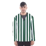 Vertical Stripes - White and Forest Green Hooded Wind Breaker (Men)