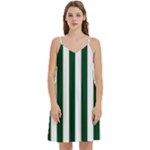 Vertical Stripes - White and Forest Green Women s Reversible Sports Bra with Border