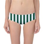 Vertical Stripes - White and Forest Green Classic Bikini Bottoms