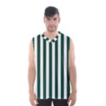 Vertical Stripes - White and Forest Green Men s Basketball Tank Top