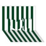Vertical Stripes - White and Forest Green I Love You 3D Greeting Card (7x5)