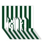 Vertical Stripes - White and Forest Green GIRL 3D Greeting Card (7x5)