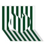 Vertical Stripes - White and Forest Green Heart 3D Greeting Card (7x5)