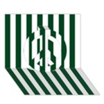 Vertical Stripes - White and Forest Green Peace Sign 3D Greeting Card (7x5)