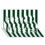 Vertical Stripes - White and Forest Green Best Wish 3D Greeting Card (8x4)