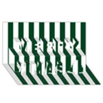 Vertical Stripes - White and Forest Green Merry Xmas 3D Greeting Card (8x4)