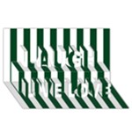 Vertical Stripes - White and Forest Green Laugh Live Love 3D Greeting Card (8x4)