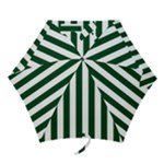 Vertical Stripes - White and Forest Green Mini Umbrella
