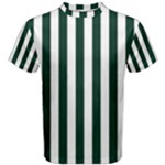 Vertical Stripes - White and Deep Green Men s Cotton Tee