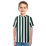 Vertical Stripes - White and Deep Green Kid s Sport Mesh Tee