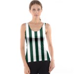 Vertical Stripes - White and Deep Green Tank Top
