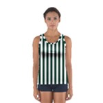 Vertical Stripes - White and Deep Green Women s Sport Tank Top
