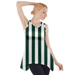 Vertical Stripes - White and Deep Green Side Drop Tank Tunic