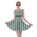 Vertical Stripes - White and Deep Green Skater Dress