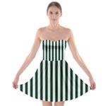 Vertical Stripes - White and Deep Green Strapless Bra Top Dress