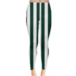 Vertical Stripes - White and Deep Green Women s Leggings