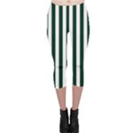 Vertical Stripes - White and Deep Green Capri Leggings