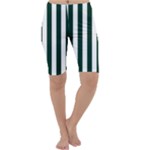 Vertical Stripes - White and Deep Green Cropped Leggings