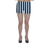 Vertical Stripes - White and Deep Green Skinny Shorts