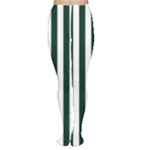 Vertical Stripes - White and Deep Green Women s Tights