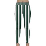 Vertical Stripes - White and Deep Green Yoga Leggings