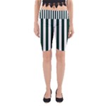 Vertical Stripes - White and Deep Green Yoga Cropped Leggings