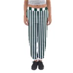 Vertical Stripes - White and Deep Green Women s Jogger Sweatpants
