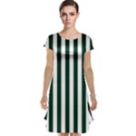 Vertical Stripes - White and Deep Green Cap Sleeve Nightdress
