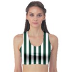 Vertical Stripes - White and Deep Green Women s Sports Bra