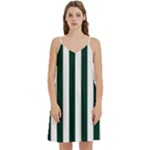 Vertical Stripes - White and Deep Green Women s Reversible Sports Bra with Border