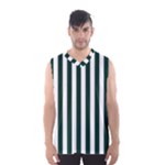 Vertical Stripes - White and Deep Green Men s Basketball Tank Top