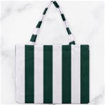 Vertical Stripes - White and Deep Green Mini Tote Bag