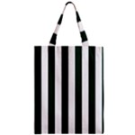 Vertical Stripes - White and Deep Green Zipper Classic Tote Bag
