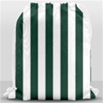 Vertical Stripes - White and Deep Green Drawstring Bag (Large)