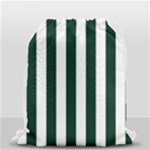 Vertical Stripes - White and Deep Green Drawstring Bag (Small)