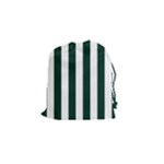 Vertical Stripes - White and Deep Green Drawstring Pouch (S)