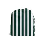 Vertical Stripes - White and Deep Green Drawstring Pouch (L)