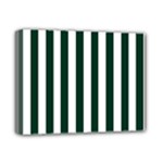 Vertical Stripes - White and Deep Green Deluxe Canvas 14  x 11  (Stretched)
