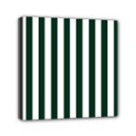 Vertical Stripes - White and Deep Green Mini Canvas 6  x 6  (Stretched)